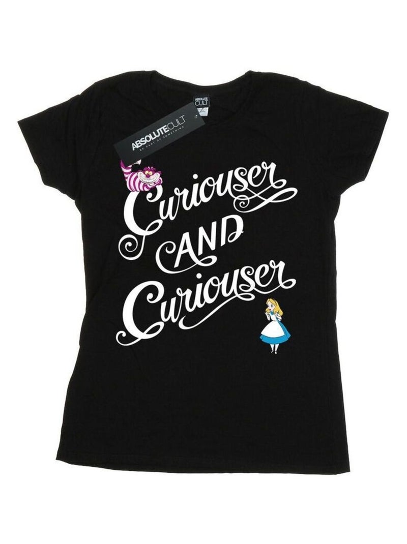 Disney - T-shirt Alice au Pays des Merveilles CURIOUSER Noir - Kiabi