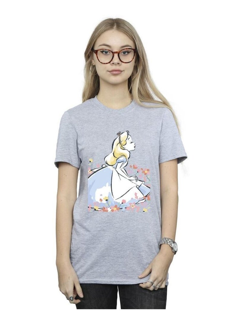 Disney - T-shirt Alice au Pays des Merveilles Gris chiné - Kiabi