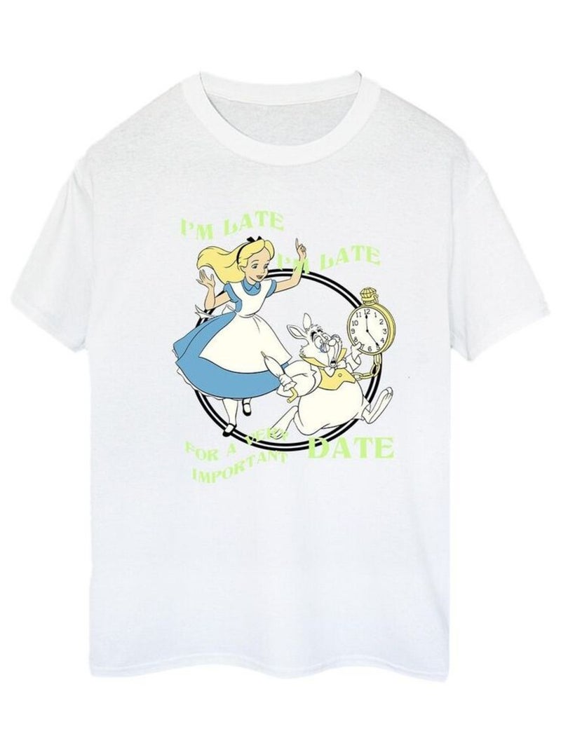 Disney - T-shirt Alice au Pays des Merveilles I'M LATE Blanc - Kiabi