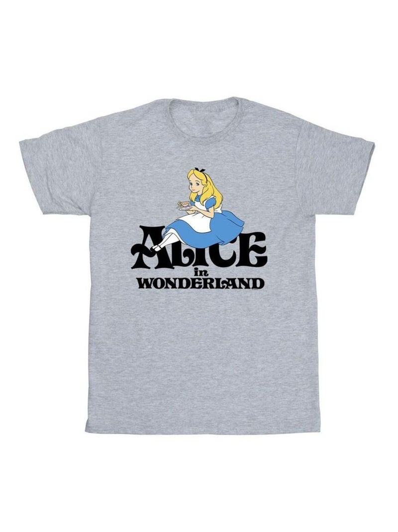 Disney - T-shirt Alice au Pays des Merveilles TEA DRINKER Gris chiné - Kiabi
