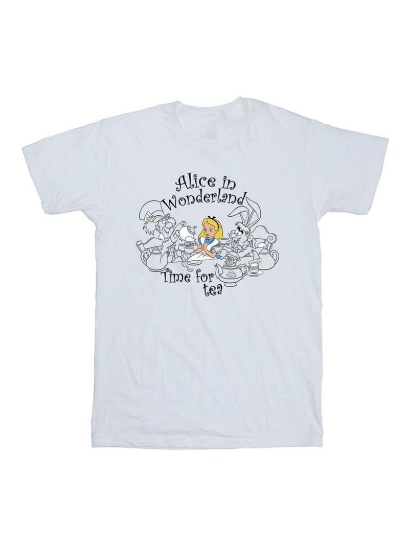 Disney - T-shirt Alice au Pays des Merveilles TIME FOR TEA Blanc - Kiabi
