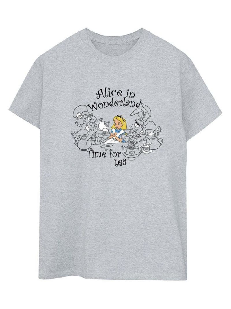 Disney - T-shirt Alice au Pays des Merveilles TIME FOR TEA Gris chiné - Kiabi