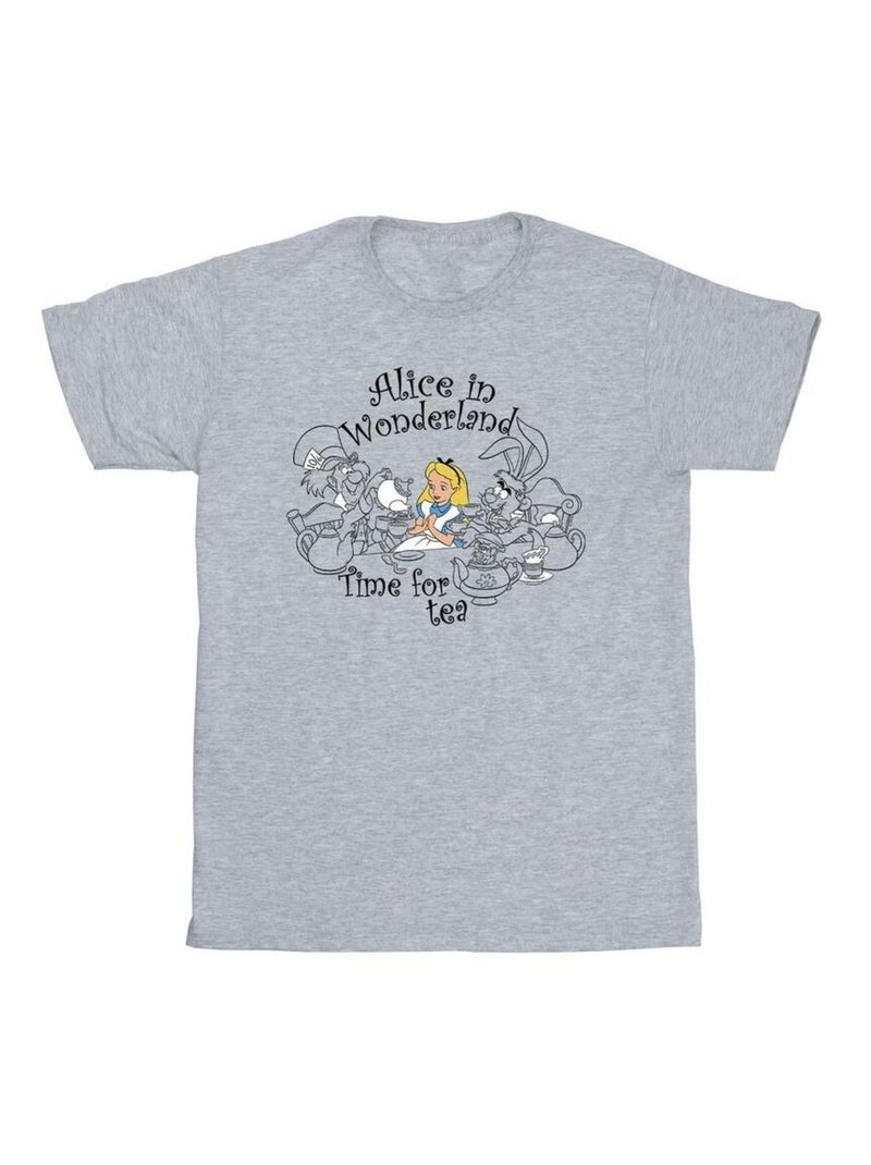 Disney - T-shirt Alice au Pays des Merveilles TIME FOR TEA Gris chiné - Kiabi