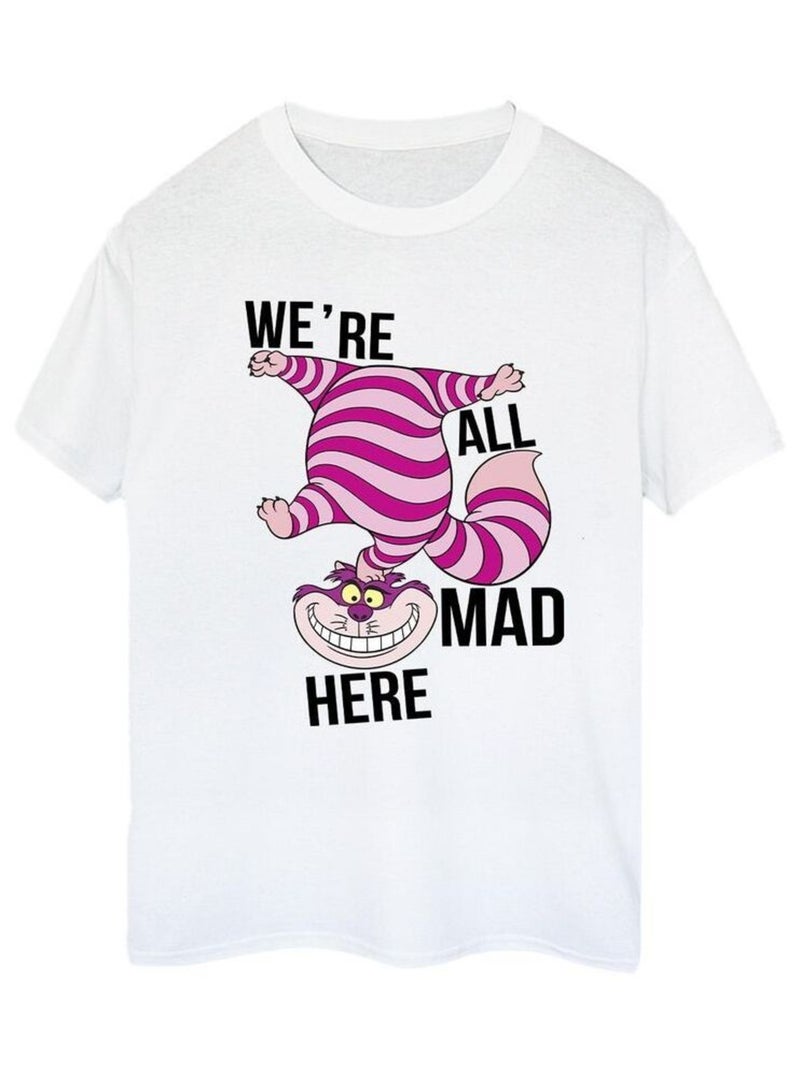 Disney - T-shirt ALICE IN WONDERLAND ALL MAD HERE Blanc - Kiabi