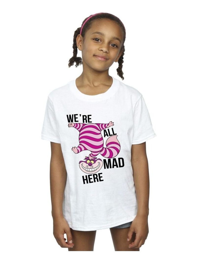 Disney - T-shirt ALICE IN WONDERLAND ALL MAD HERE Blanc - Kiabi
