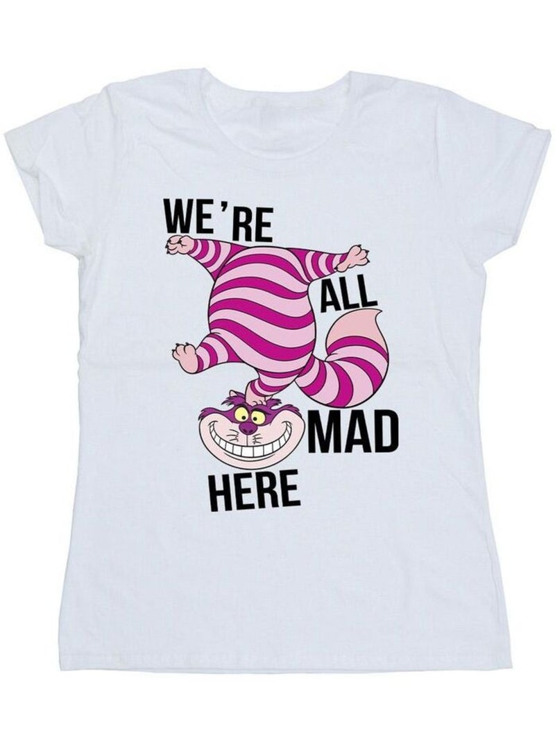Disney - T-shirt ALICE IN WONDERLAND ALL MAD HERE Blanc - Kiabi