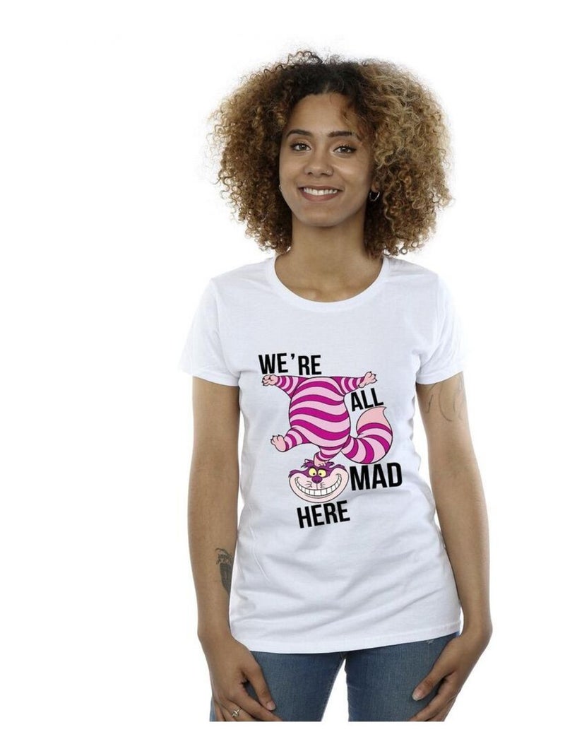 Disney - T-shirt ALICE IN WONDERLAND ALL MAD HERE Blanc - Kiabi