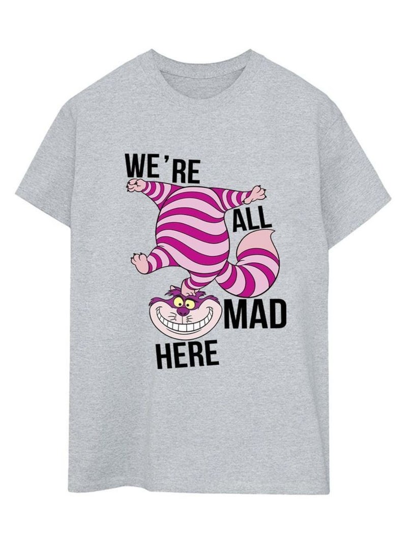 Disney - T-shirt ALICE IN WONDERLAND ALL MAD HERE Gris chiné - Kiabi