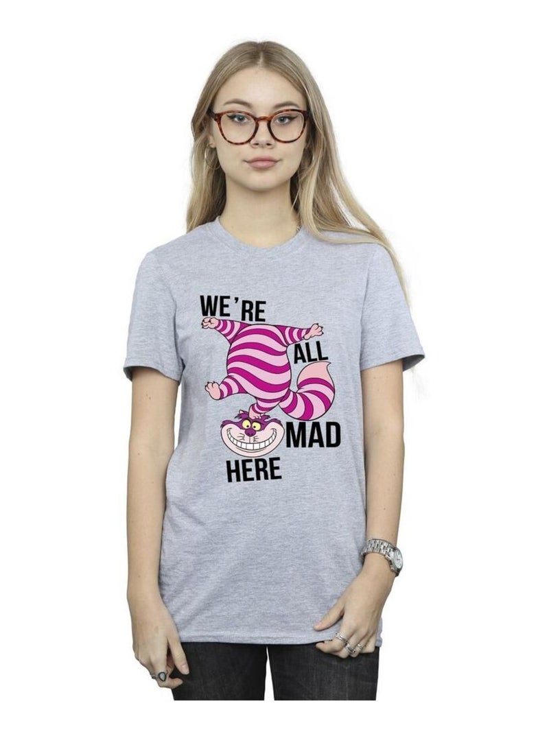 Disney - T-shirt ALICE IN WONDERLAND ALL MAD HERE Gris chiné - Kiabi