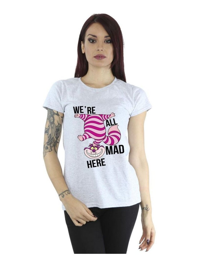 Disney - T-shirt ALICE IN WONDERLAND ALL MAD HERE Gris chiné - Kiabi