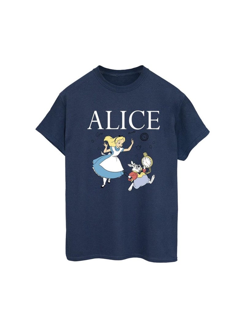 Disney - T-shirt ALICE IN WONDERLAND FOLLOW THE RABBIT Bleu marine - Kiabi