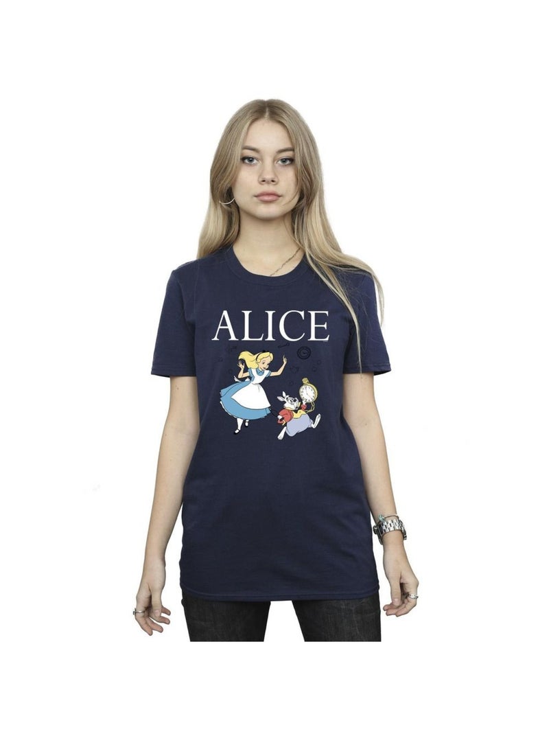 Disney - T-shirt ALICE IN WONDERLAND FOLLOW THE RABBIT Bleu marine - Kiabi