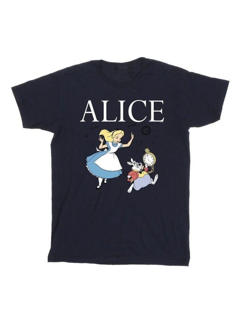 Disney - T-shirt ALICE IN WONDERLAND FOLLOW THE RABBIT Bleu marine - Kiabi