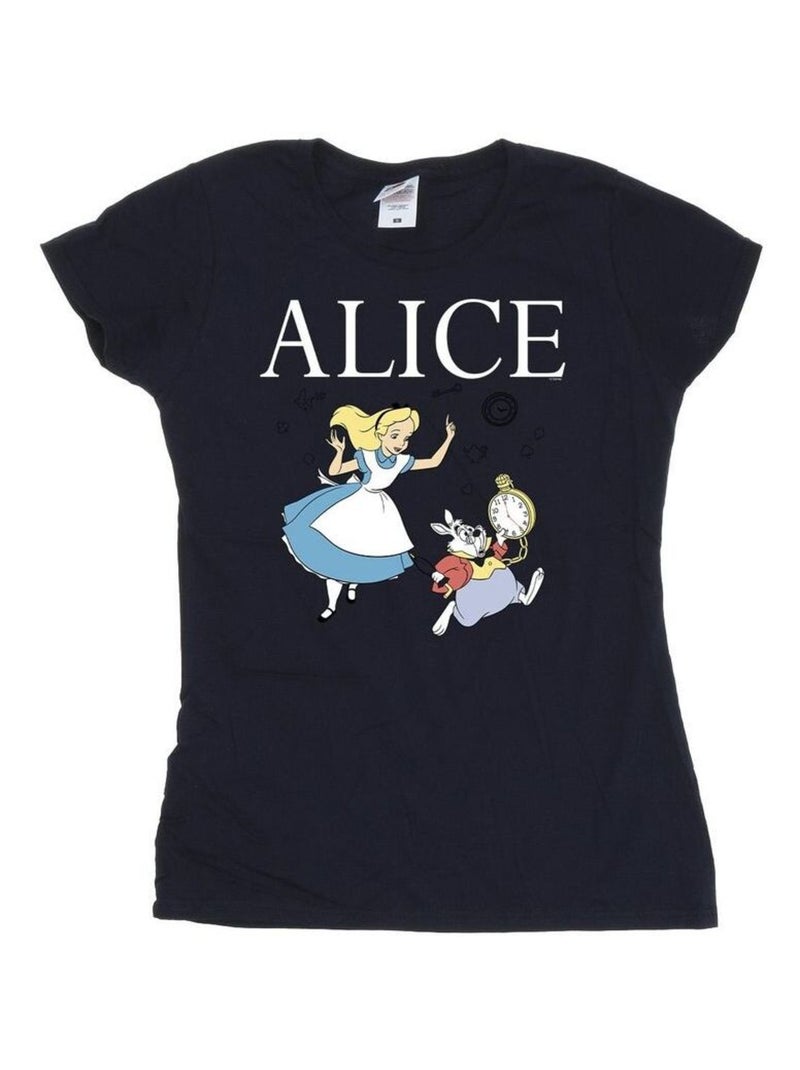 Disney - T-shirt ALICE IN WONDERLAND FOLLOW THE RABBIT Bleu marine - Kiabi