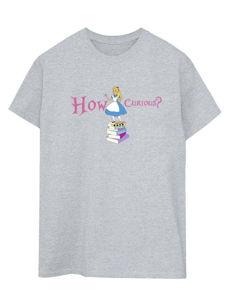 Disney - T-shirt ALICE IN WONDERLAND HOW CURIOUS Gris chiné - Kiabi