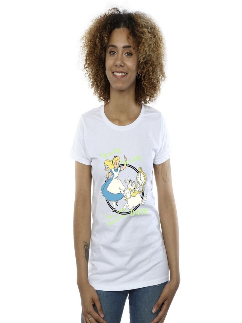 Disney - T-shirt ALICE IN WONDERLAND I'M LATE Blanc - Kiabi