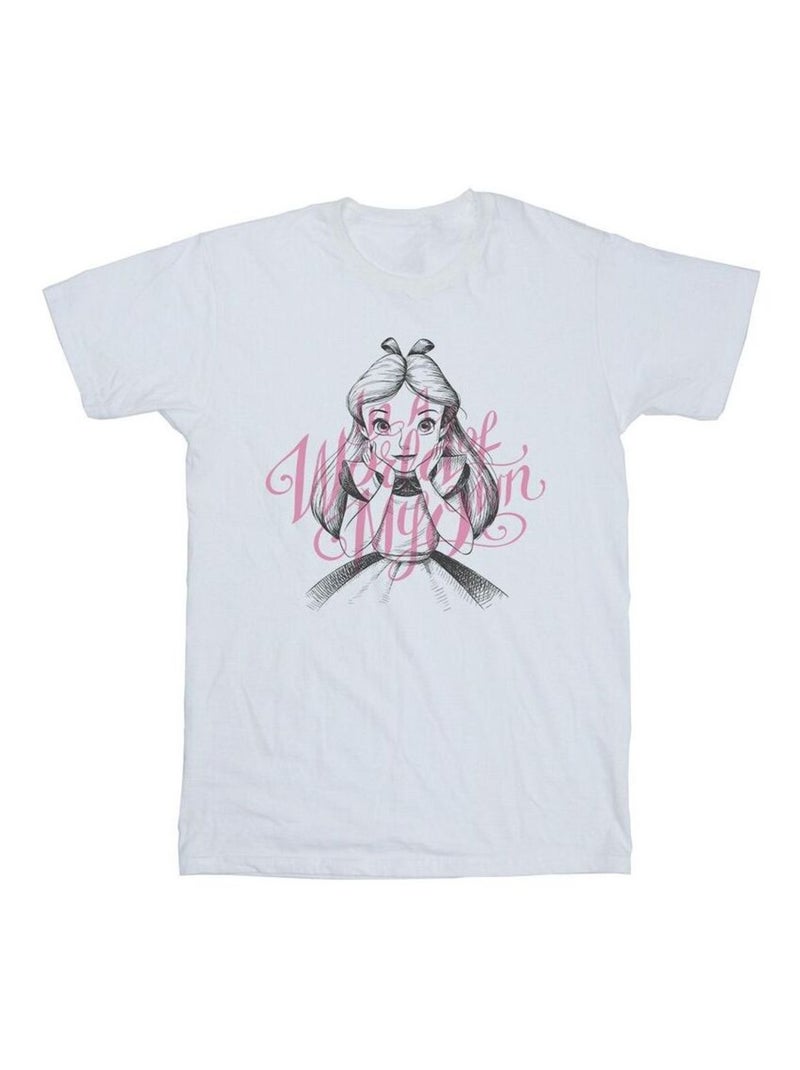 Disney - T-shirt ALICE IN WONDERLAND IN A WORLD OF MY OWN Blanc - Kiabi