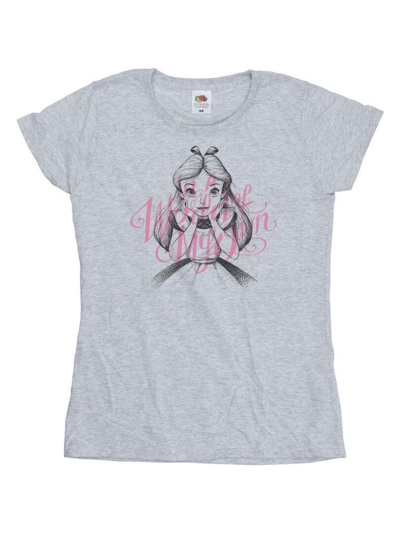 Disney - T-shirt ALICE IN WONDERLAND IN A WORLD OF MY OWN Gris chiné - Kiabi