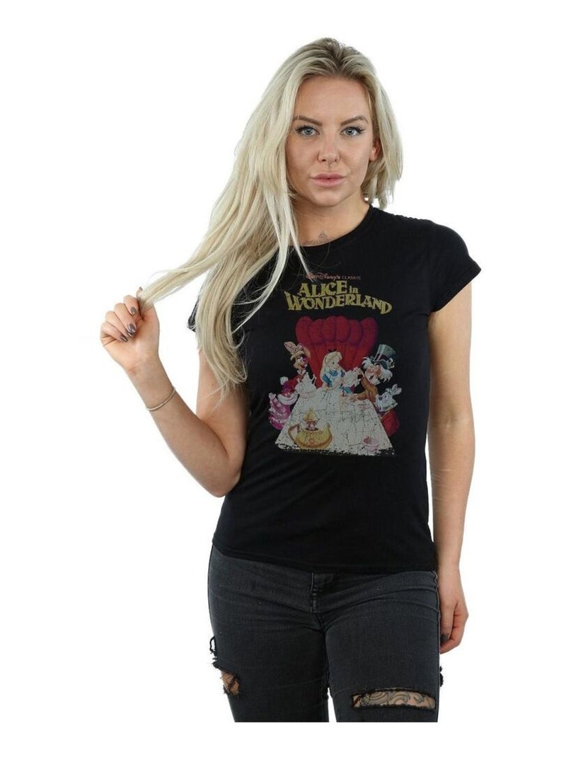 Disney - T-shirt ALICE IN WONDERLAND RETRO POSTER Noir - Kiabi