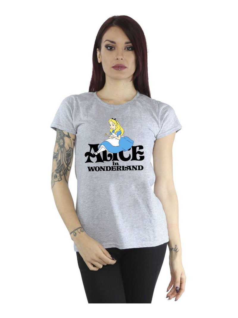 Disney - T-shirt ALICE IN WONDERLAND TEA DRINKER Gris chiné - Kiabi