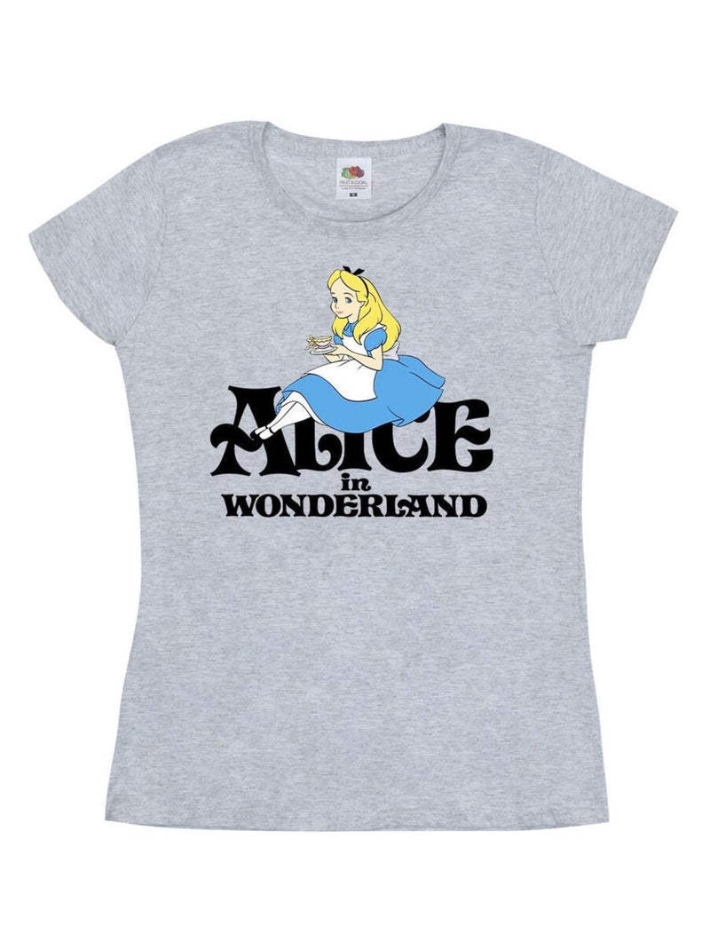 Disney - T-shirt ALICE IN WONDERLAND TEA DRINKER Gris chiné - Kiabi