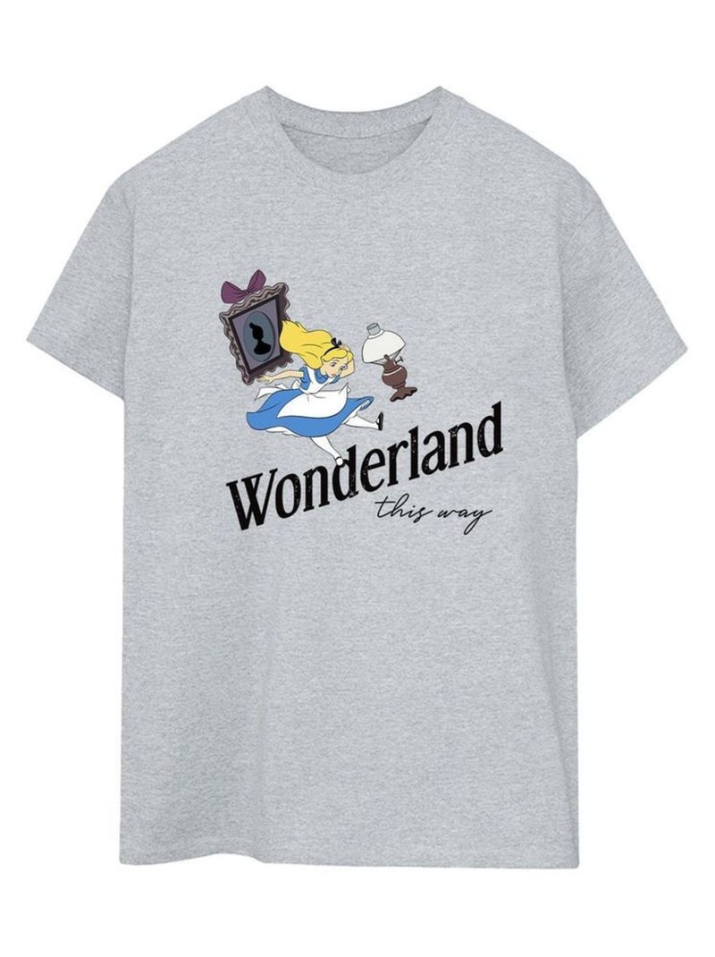 Disney - T-shirt ALICE IN WONDERLAND THIS WAY Gris chiné - Kiabi