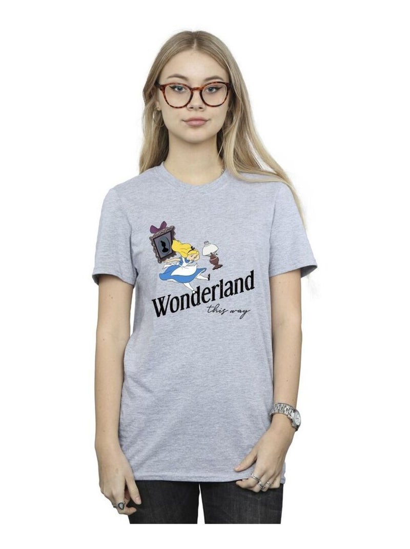 Disney - T-shirt ALICE IN WONDERLAND THIS WAY Gris chiné - Kiabi