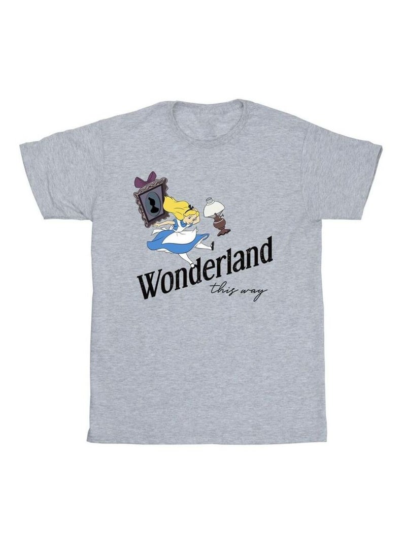 Disney - T-shirt ALICE IN WONDERLAND THIS WAY Gris chiné - Kiabi