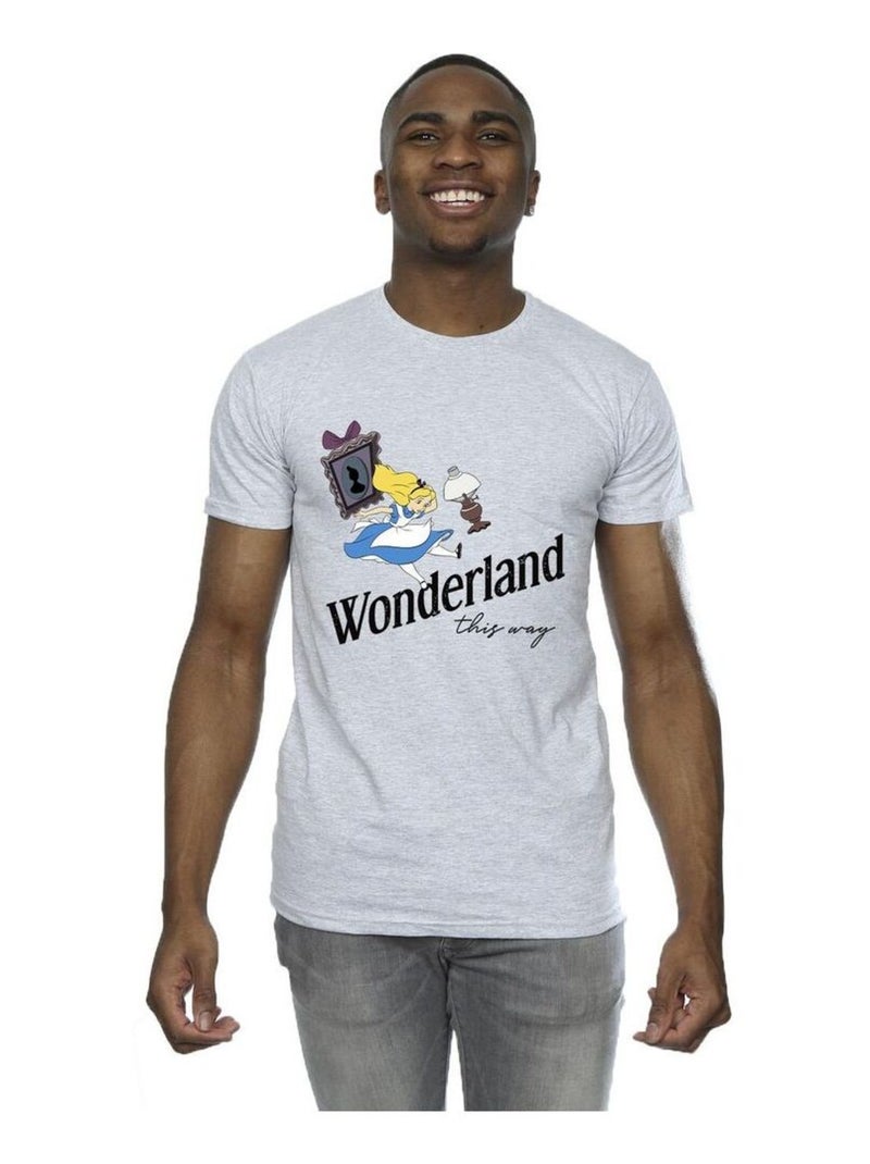 Disney - T-shirt ALICE IN WONDERLAND THIS WAY Gris chiné - Kiabi