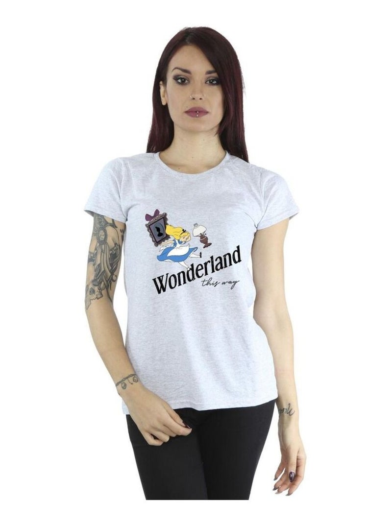Disney - T-shirt ALICE IN WONDERLAND THIS WAY Gris chiné - Kiabi