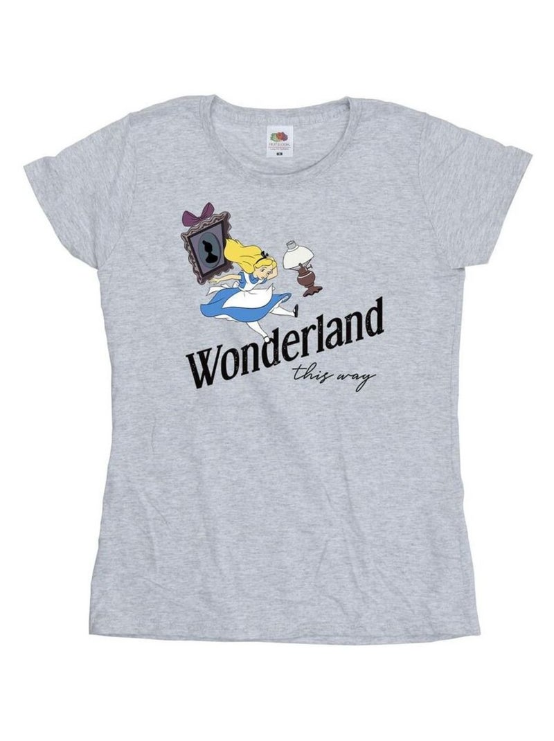 Disney - T-shirt ALICE IN WONDERLAND THIS WAY Gris chiné - Kiabi