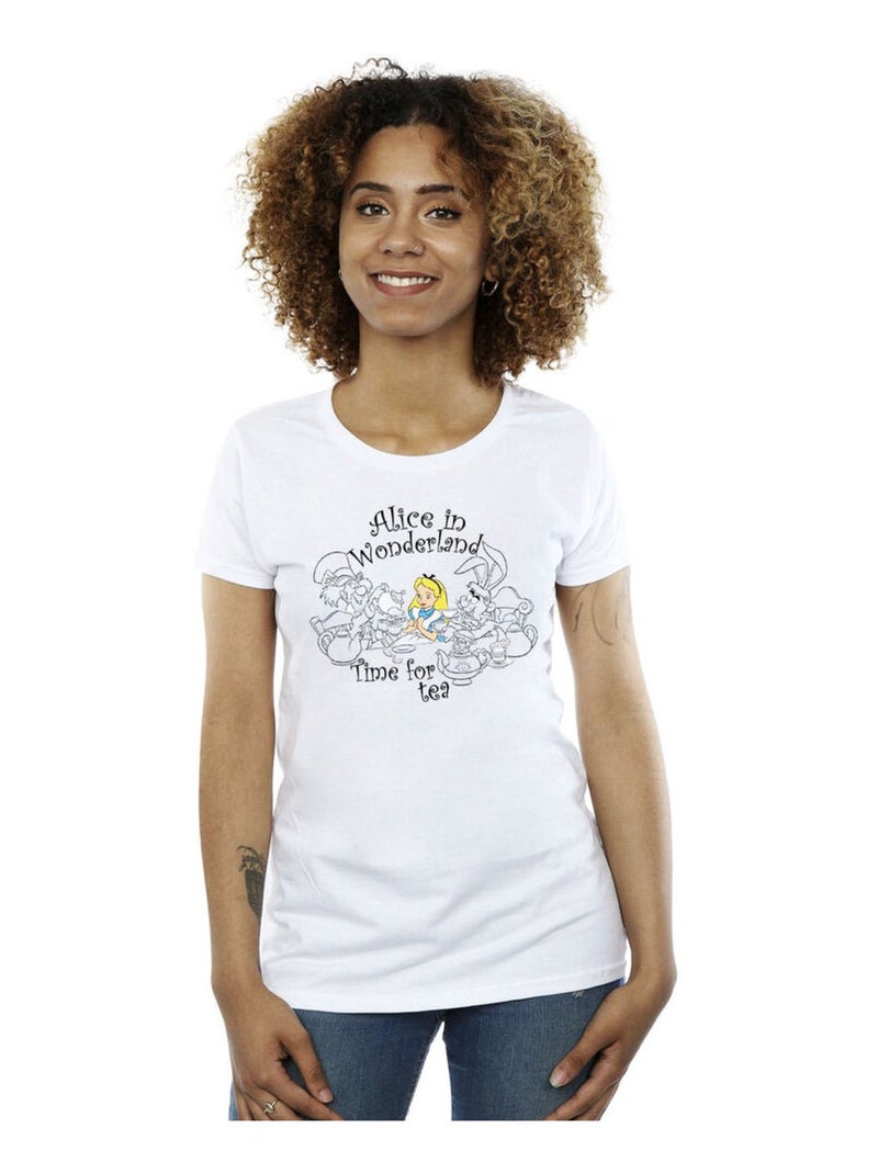 Disney - T-shirt ALICE IN WONDERLAND TIME FOR TEA Blanc - Kiabi