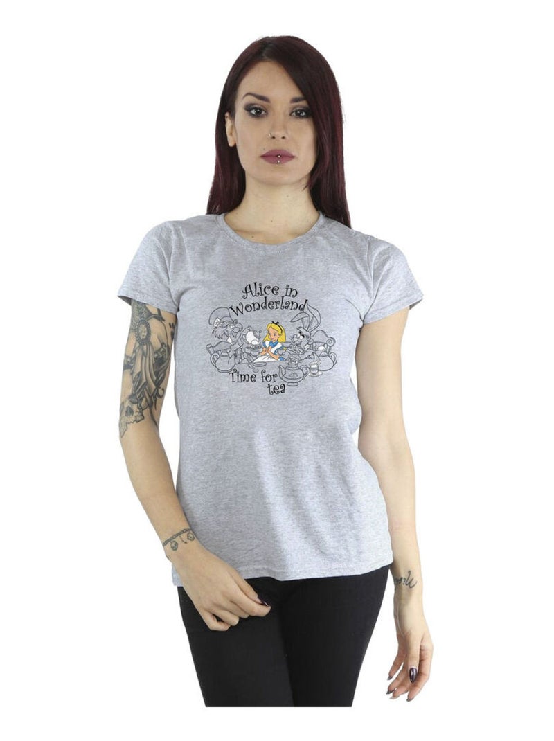 Disney - T-shirt ALICE IN WONDERLAND TIME FOR TEA Gris chiné - Kiabi
