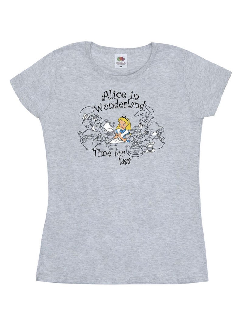 Disney - T-shirt ALICE IN WONDERLAND TIME FOR TEA Gris chiné - Kiabi