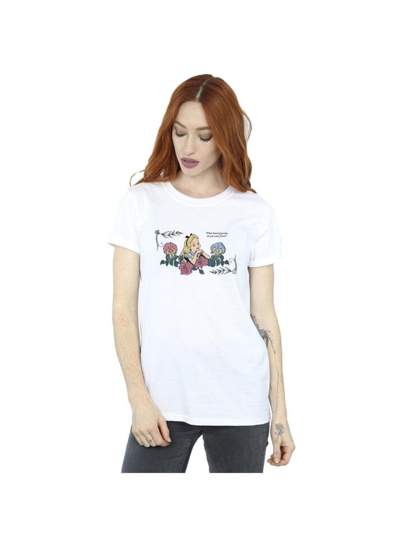 Disney - T-shirt ALICE IN WONDERLAND WHAT KIND OF GARDEN Blanc - Kiabi