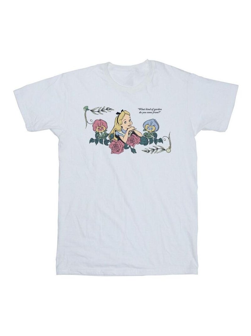 Disney - T-shirt ALICE IN WONDERLAND WHAT KIND OF GARDEN Blanc - Kiabi