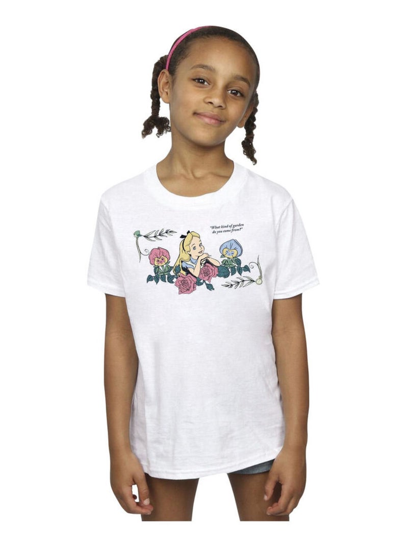 Disney - T-shirt ALICE IN WONDERLAND WHAT KIND OF GARDEN Blanc - Kiabi