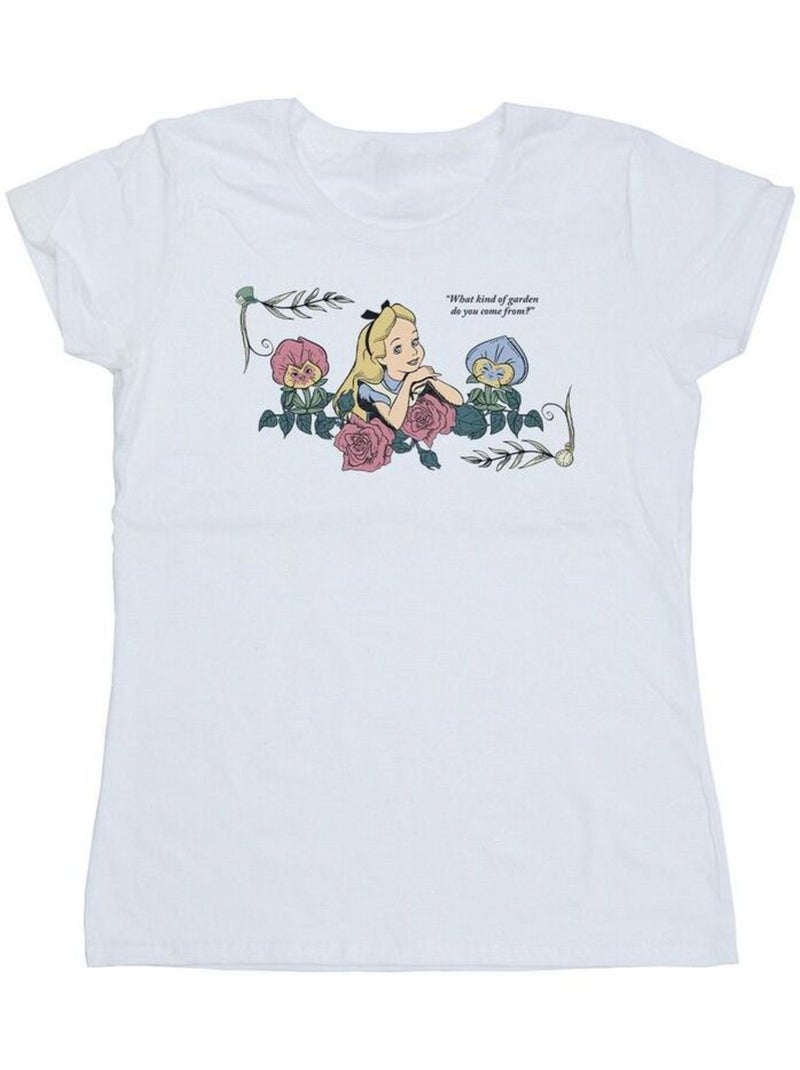 Disney - T-shirt ALICE IN WONDERLAND WHAT KIND OF GARDEN Blanc - Kiabi
