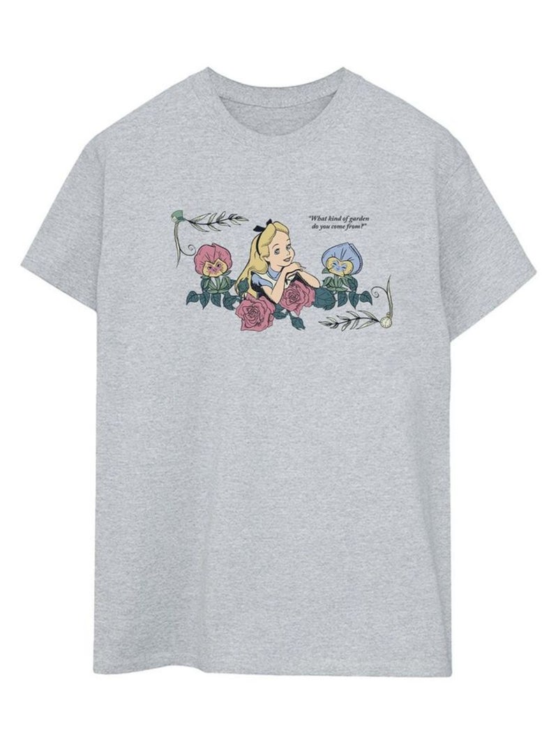Disney - T-shirt ALICE IN WONDERLAND WHAT KIND OF GARDEN Gris chiné - Kiabi
