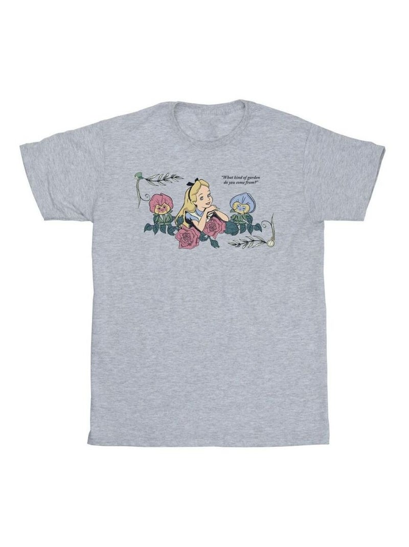Disney - T-shirt ALICE IN WONDERLAND WHAT KIND OF GARDEN Gris chiné - Kiabi