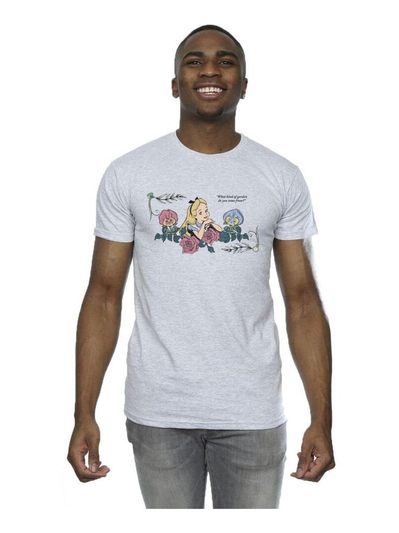 Disney - T-shirt ALICE IN WONDERLAND WHAT KIND OF GARDEN Gris chiné - Kiabi