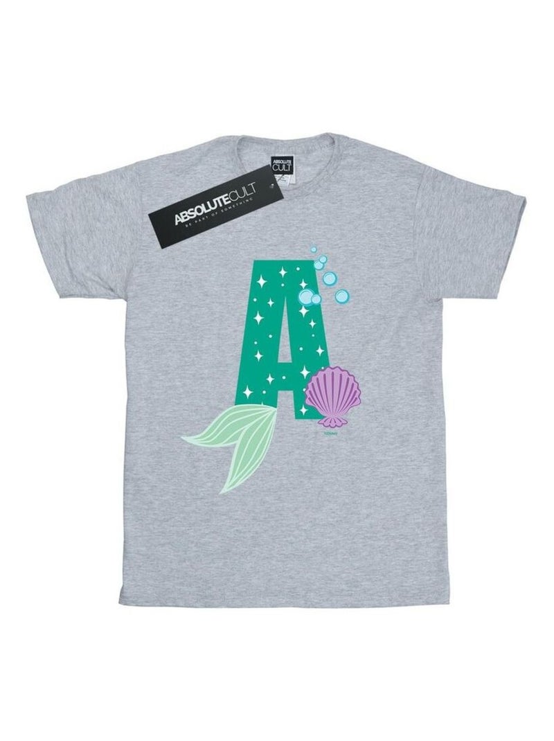 Disney - T-shirt ALPHABET A IS FOR ARIEL Gris chiné - Kiabi
