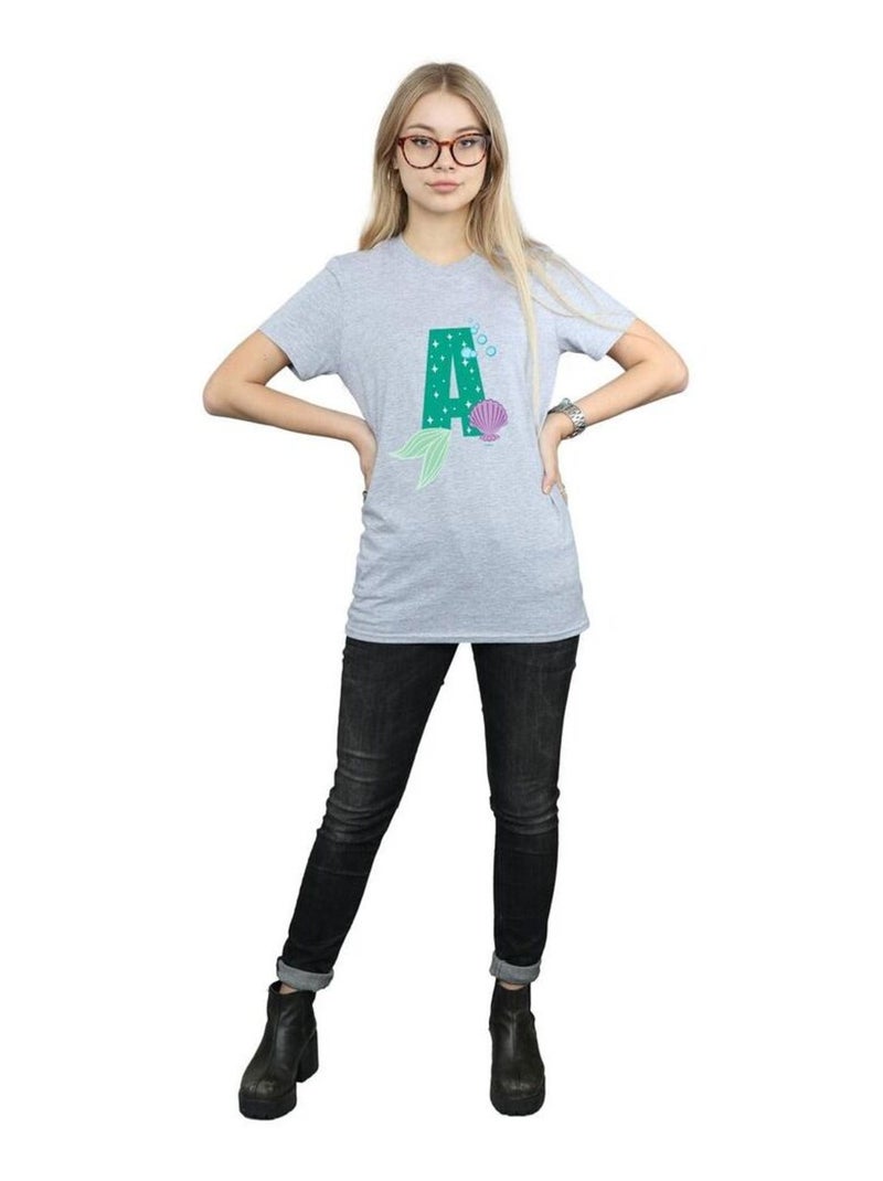Disney - T-shirt ALPHABET A IS FOR ARIEL Gris chiné - Kiabi
