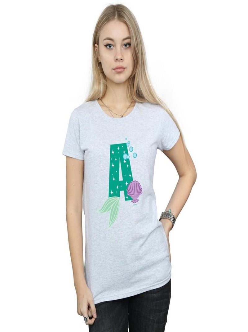 Disney - T-shirt ALPHABET A IS FOR ARIEL Gris chiné - Kiabi