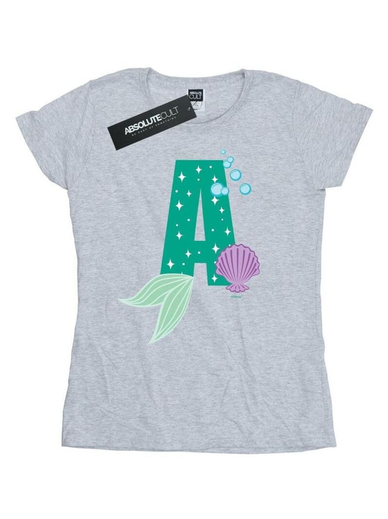 Disney - T-shirt ALPHABET A IS FOR ARIEL Gris chiné - Kiabi
