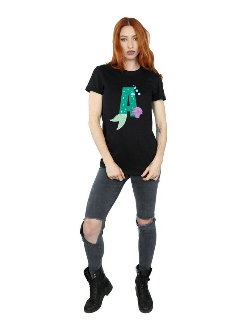 Disney - T-shirt ALPHABET A IS FOR ARIEL Noir - Kiabi