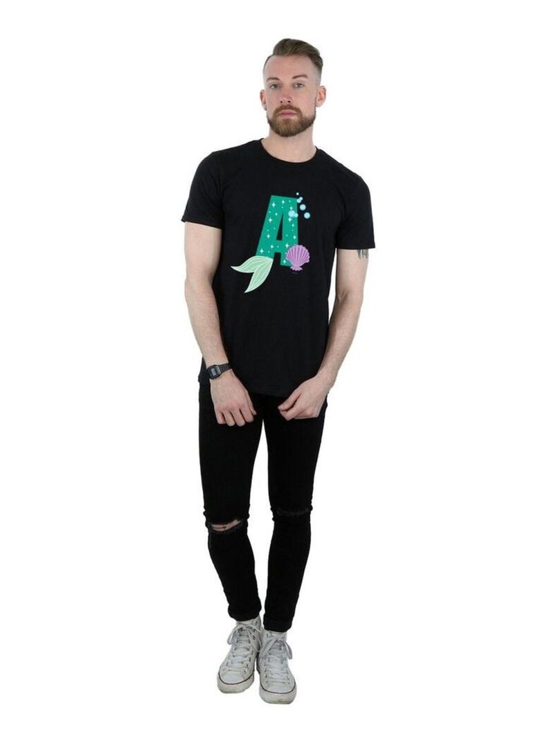 Disney - T-shirt ALPHABET A IS FOR ARIEL Noir - Kiabi