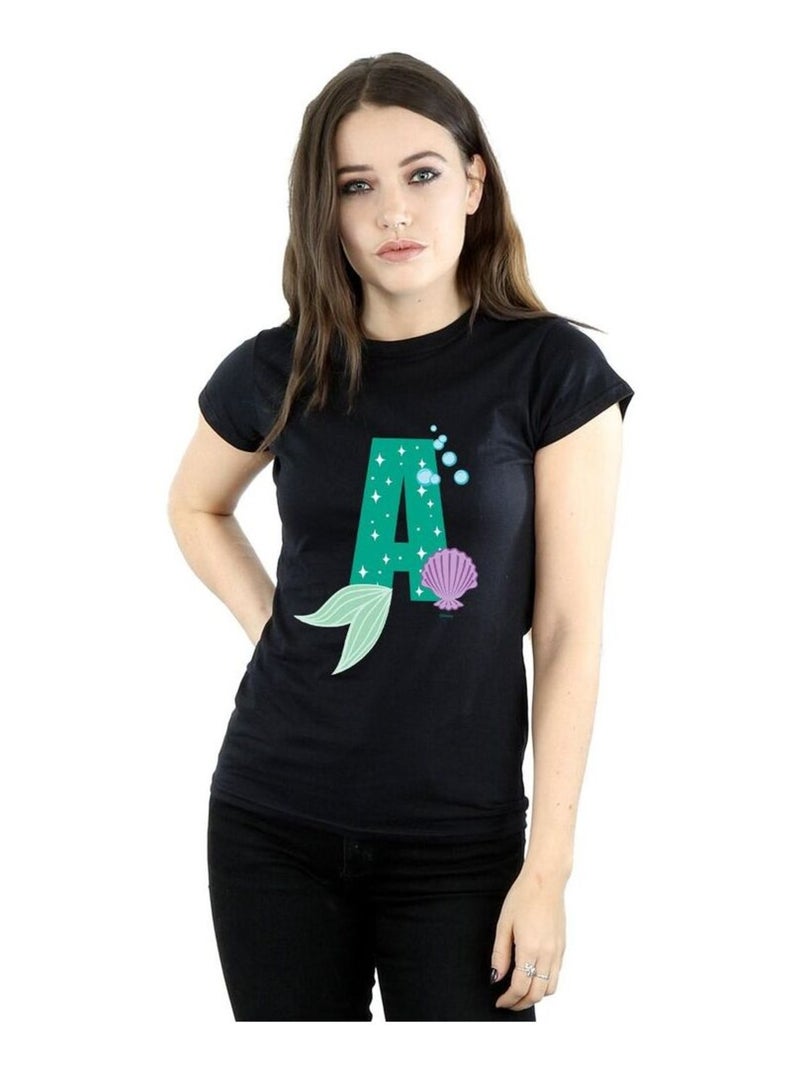 Disney - T-shirt ALPHABET A IS FOR ARIEL Noir - Kiabi