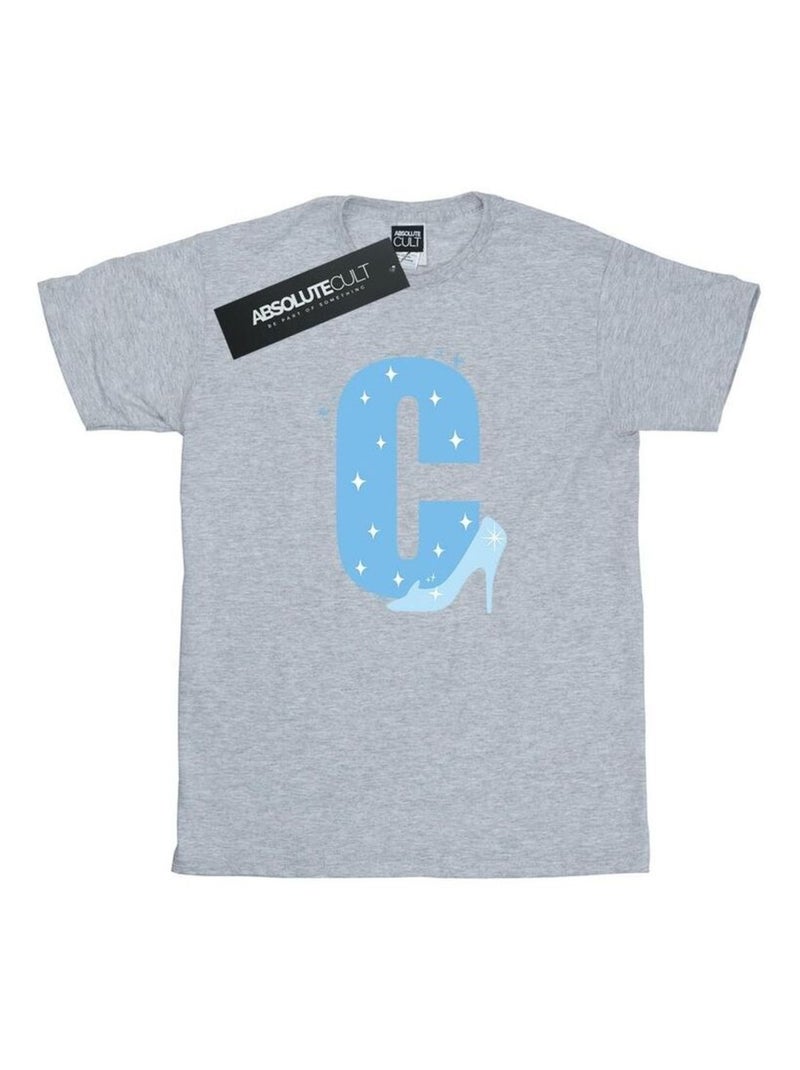 Disney - T-shirt ALPHABET C IS FOR CINDERELLA Gris chiné - Kiabi