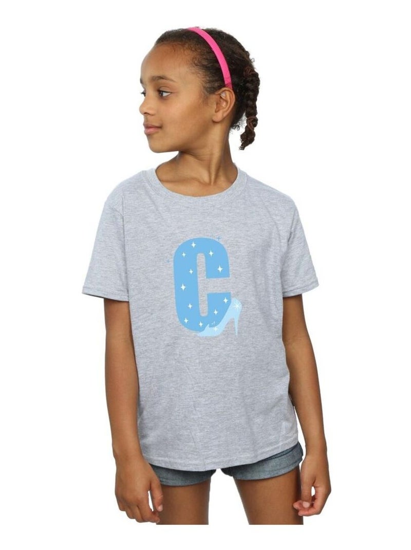 Disney - T-shirt ALPHABET C IS FOR CINDERELLA Gris chiné - Kiabi